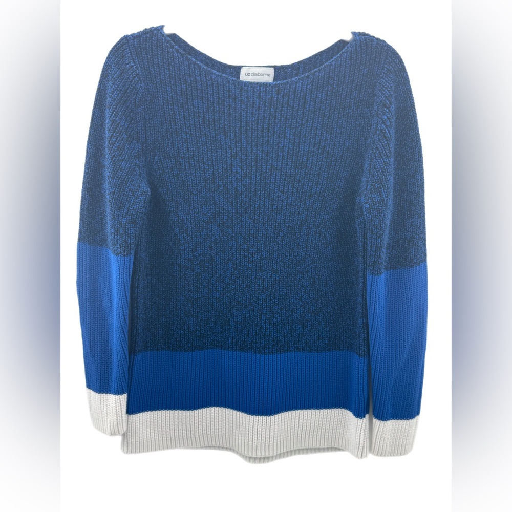 LIZ CLAIBORNE Women’s Blurle & White Knit Sweater